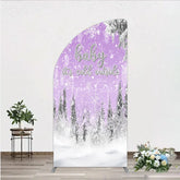 Aperturee - Aperturee Baby It’s Cold Outside Half Moon Arch Backdrop Lavender Winter Wonderland Purple Snowflake Girl Baby Shower Decor